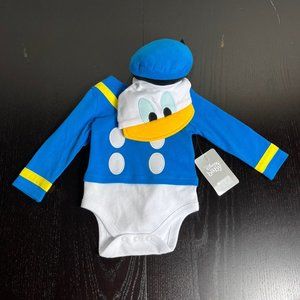 Disney Store Baby Boy 6-9M Donald Duck Halloween Costume Bodysuit & Hat Set